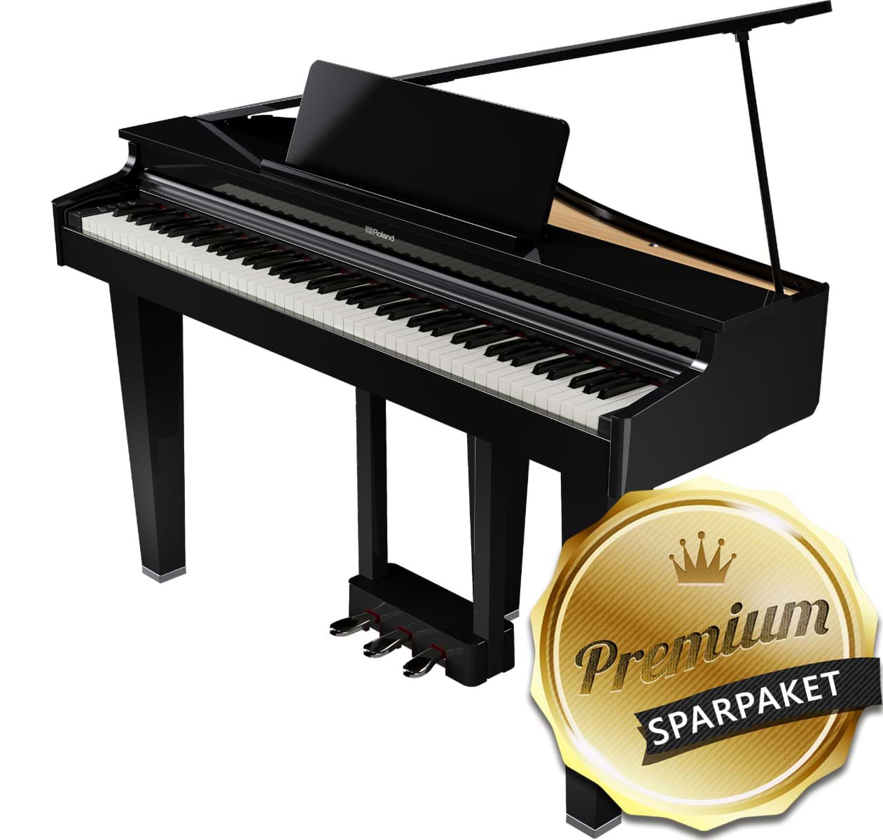 Roland GP-3 PE Schwarz Hochglanz - Premium-Sparpaket